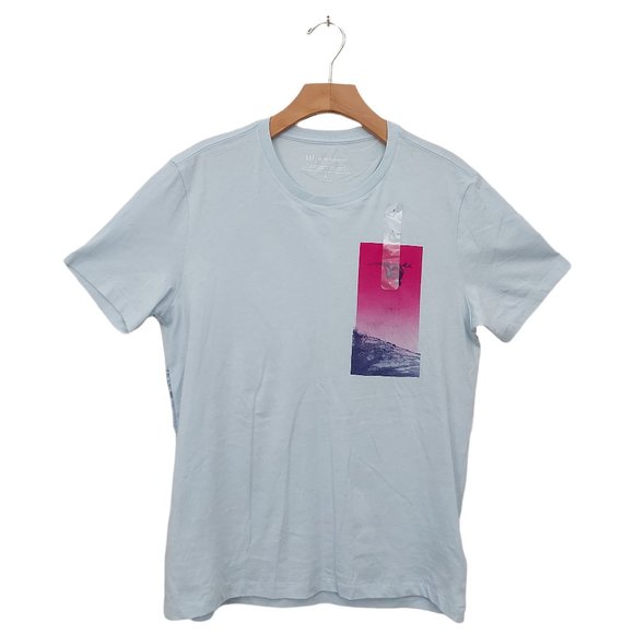 Gap Shirts Gap Cotton Tshirt Crew Neck Short Sleeve Graphic Print Blue Mens Size Small Poshmark